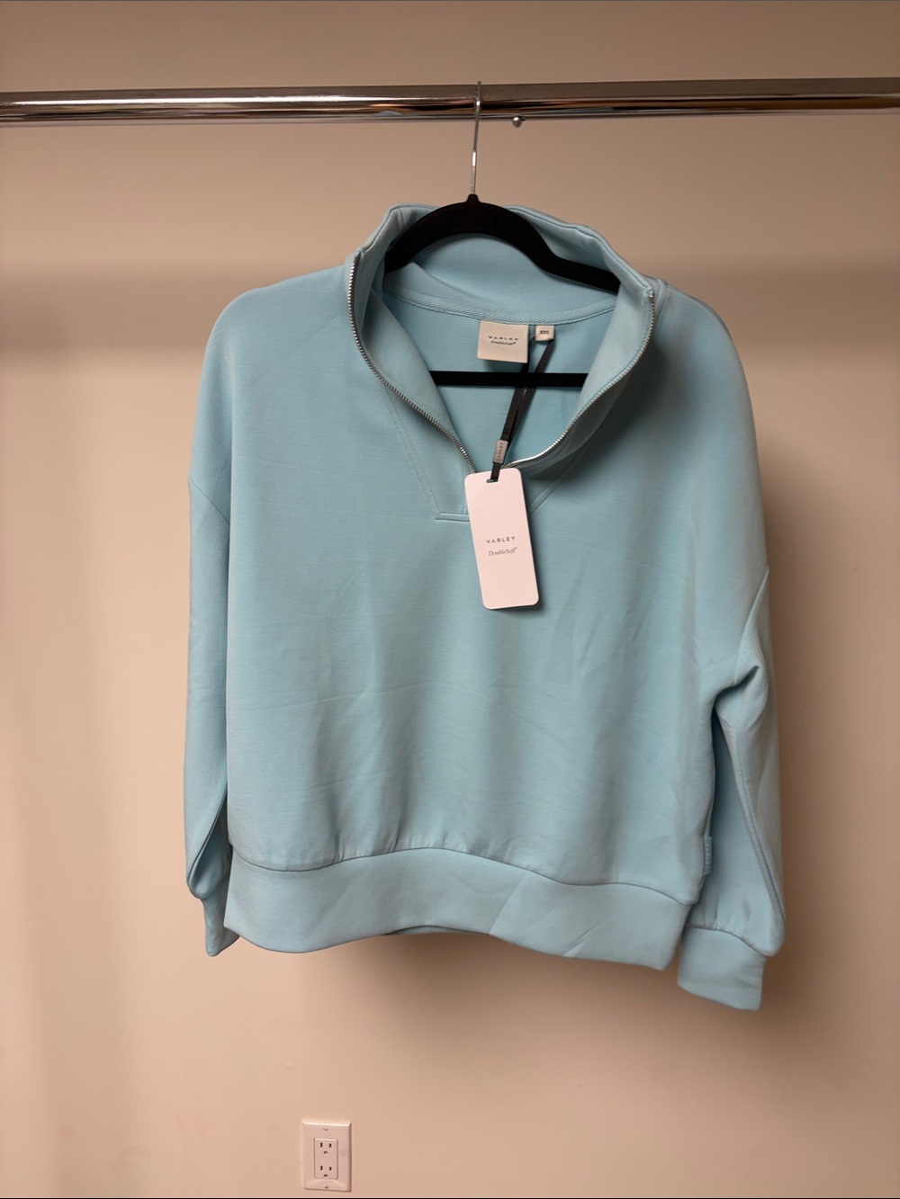 Varley Hawley half zip sweat porcelain blue